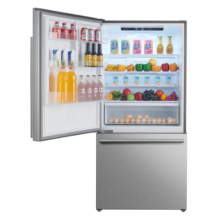 Forno Espresso Milano 62" 34.4 cu. ft. Freestanding Dual Bottom Freezer Refrigerator with Ice Maker - Stainless Steel, Black, White (FFFFD1787-60S)