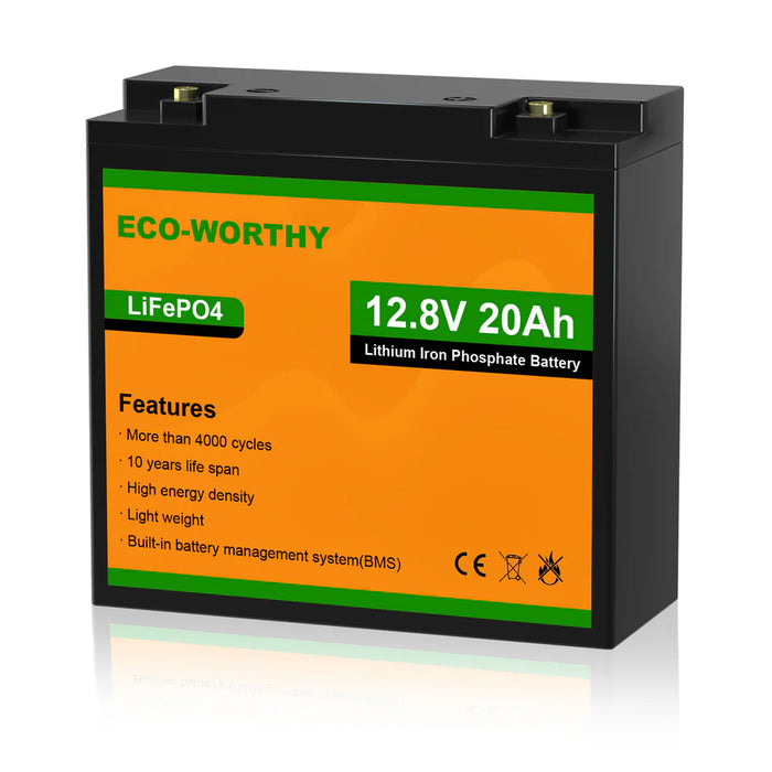 Eco-Worthy 12V LiFePO4 Lithium Battery - 10Ah 20Ah 30Ah