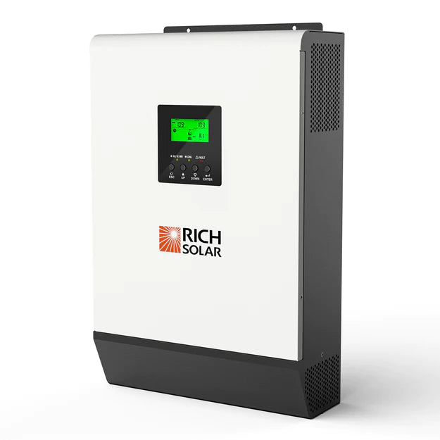 RICH SOLAR Hybrid Off-Grid Inverter | 2400W 24V 120A Output + 2.4kW Solar Input | 80A MPPT Charge Controller