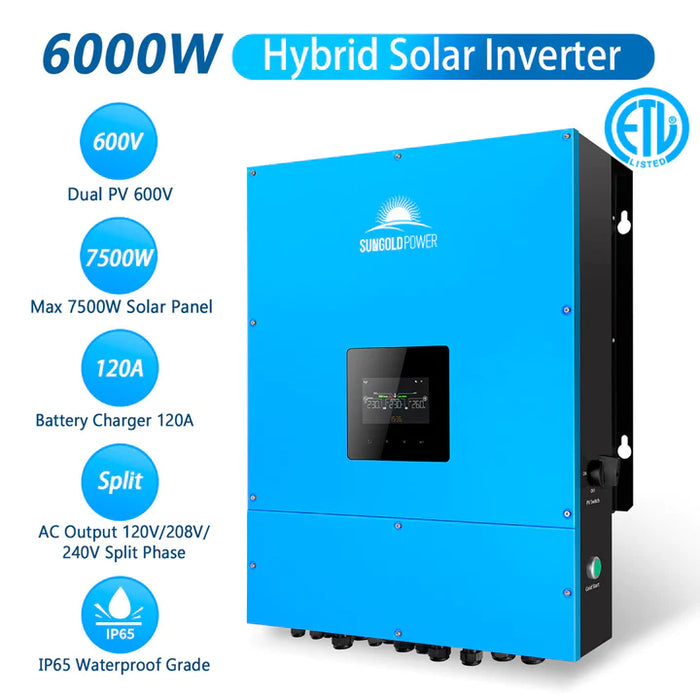 Sungold Power Bluepower Ip6048 6000w 48v Hybrid Solar Inverter ( Ac Coupled Ip65 )