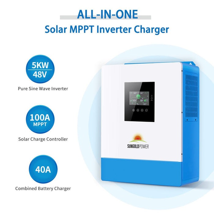 Sungold Power Off-Grid Solar Kit 5000W 48VDC 120V 10.24KWH Lithium Battery 6 X 370 Watts Solar Panels (SGM-5K10M)