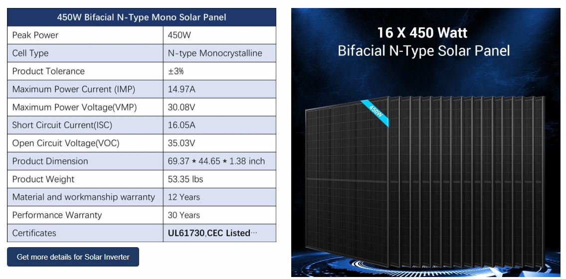 Sungold Power Hybrid Solar Kit 11.4KW 48V Split Phase 20.48KWH/51.2KWH Lithium Battery 450 Watt Solar Panel (Optional) (SGH-11N2E/ SGH-11N5E)