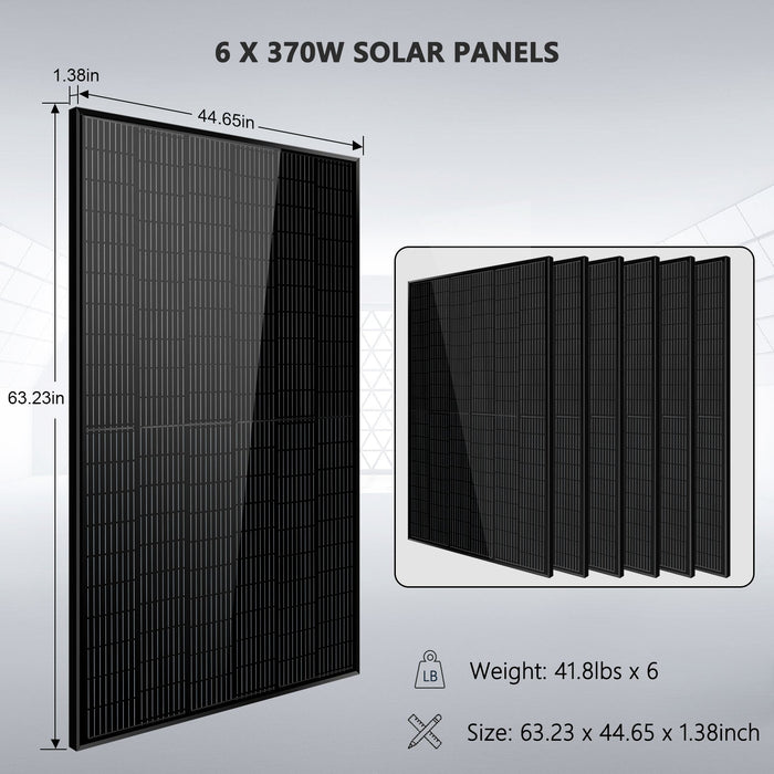 Sungold Power Off-Grid Solar Kit 5000W 48VDC 120V 10.24KWH Lithium Battery 6 X 370 Watts Solar Panels (SGM-5K10M)