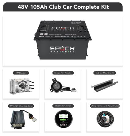 Epoch Batteries 48V 105Ah LiMax Series Lithium (LiFePO4) Golf Cart Battery - Complete Kit