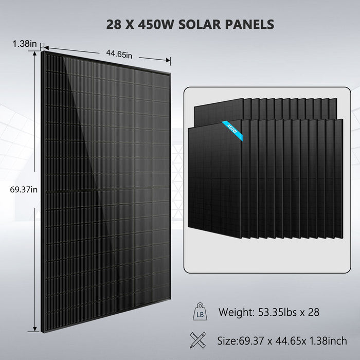 Sungold Power Hybrid Solar Kit 11.4KW 48V Split Phase 30.72KWH Lithium Battery 28 X 450 Watt Solar Panel (Optional) (SGH-11N3E)