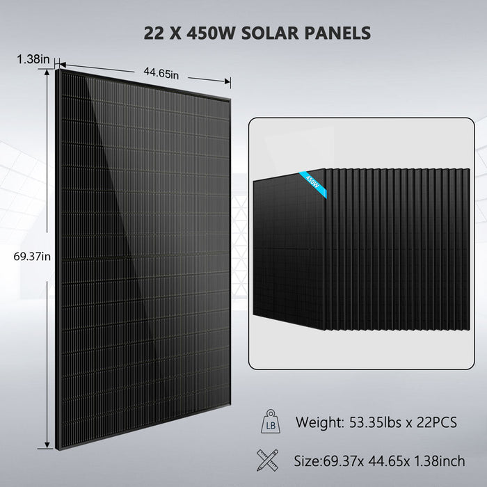 Sungold Power Off Grid Solar Kit 13000W 48VDC 120V/240KWH LiV LifePo4 25.6KWH Lithium Battery 22 X 450 Watts Solar Panels (SGR-13K25E)