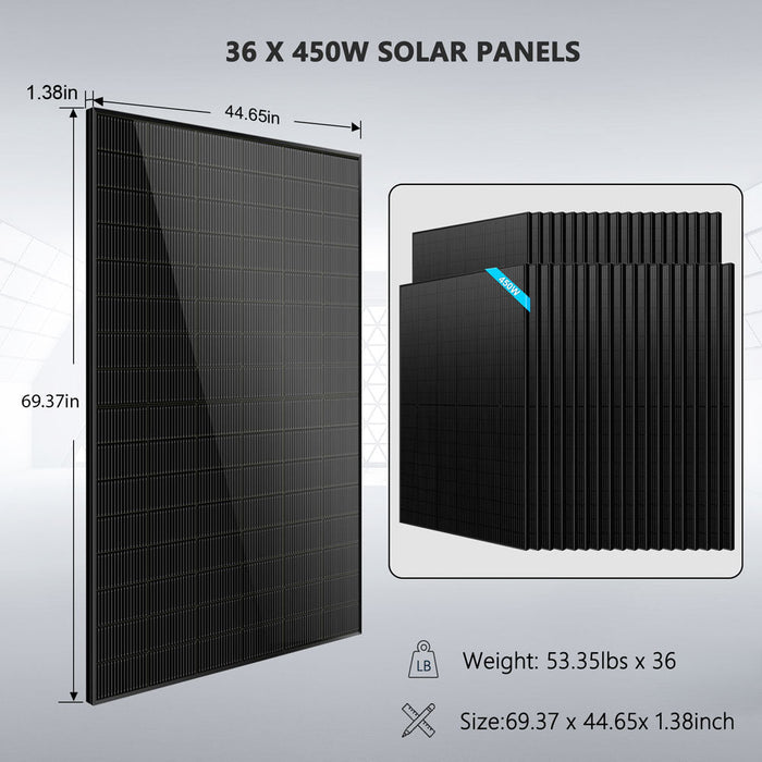 Sungold Power Hybrid Solar Kit 11.4KW 48V Split Phase 20.48KWH/51.2KWH Lithium Battery 450 Watt Solar Panel (Optional) (SGH-11N2E/ SGH-11N5E)