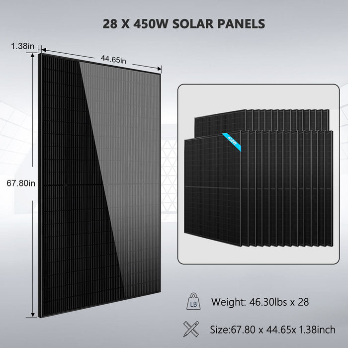 Sungold Power Hybrid Solar Kit 11.4KW 48V Split Phase 30.72KWH Lithium Battery 28 X 450 Watt Solar Panel (Optional) (SGH-11N3E)