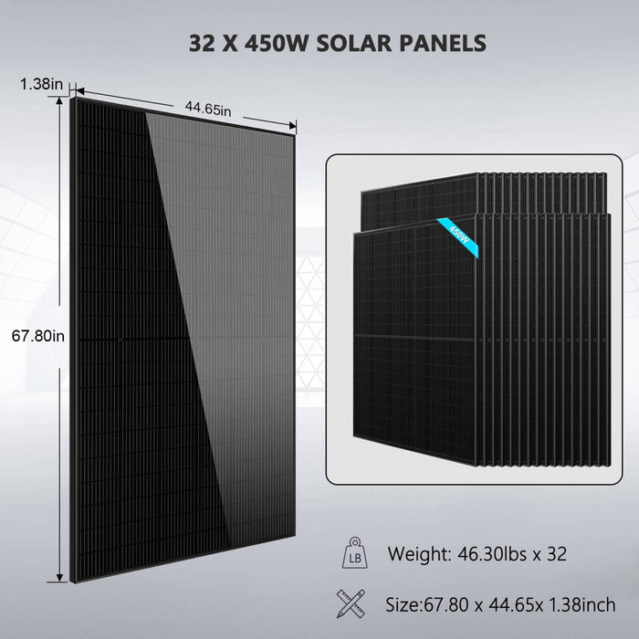 Sungold Power OFF GRID SOLAR KIT 20KW 48VDC 120V/240V LIFEPO4 30.72KWH-32.14KWH LITHIUM BATTERY 32 X 450 WATTS SOLAR PANELS (SGR-20K30E)