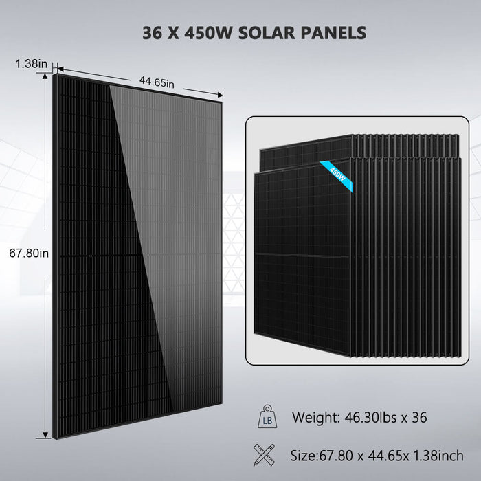 Sungold Power Hybrid Solar Kit 11.4KW 48V Split Phase 20.48KWH/51.2KWH Lithium Battery 450 Watt Solar Panel (Optional) (SGH-11N2E/ SGH-11N5E)