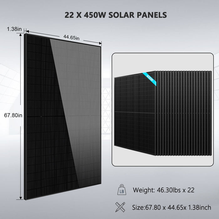 Sungold Power Off Grid Solar Kit 13000W 48VDC 120V/240KWH LiV LifePo4 25.6KWH Lithium Battery 22 X 450 Watts Solar Panels (SGR-13K25E)