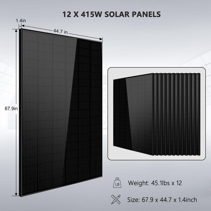 Sungold Power Off Grid Solar Kit 10000W 48VDC 120VAC/240V 20.48KWH Lithium Battery 12 X 450 Watts Solar Panels (SGM-10M2T)
