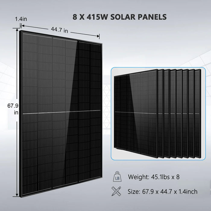 Sungold Power Off-Grid Solar Kit 6500w 48vdc 120vac Lifepo4 10.24kwh Lithium Battery 8 X 415w Solar Panels Sgr-6510e