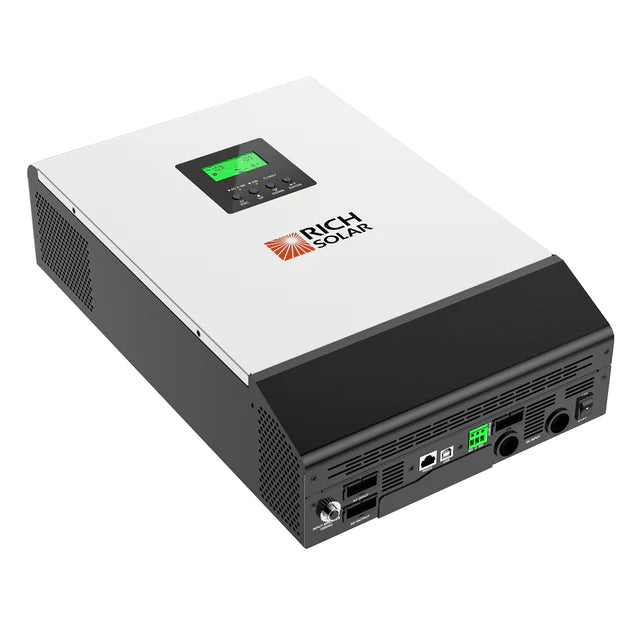 RICH SOLAR Hybrid Off-Grid Inverter | 2400W 24V 120A Output + 2.4kW Solar Input | 80A MPPT Charge Controller