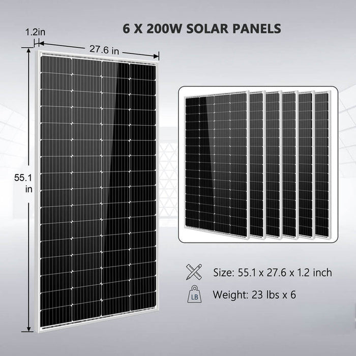 SunGold Off Grid Solar Kit 4000W Inverter 12VDC 120V/240V LIFEPO4 Battery 1200 Watt Solar Back Up SGK-PR4S