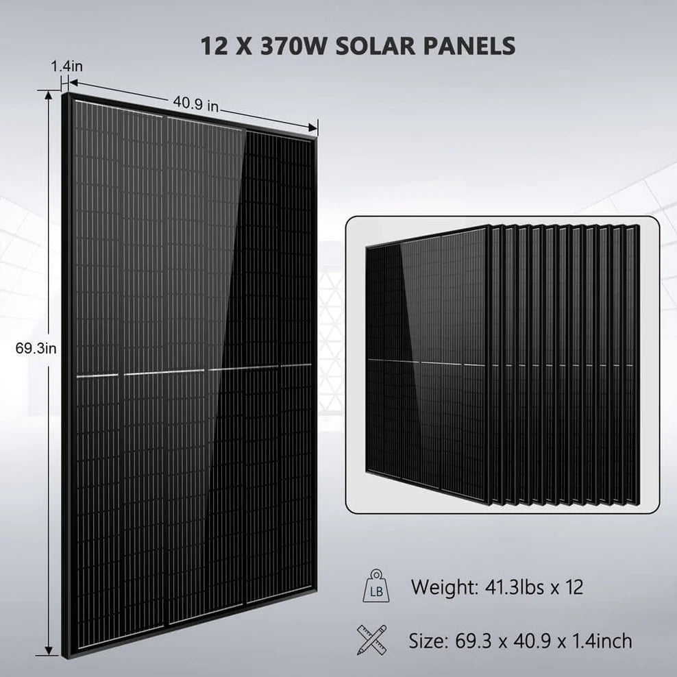 Sungold Power Off-Grid Solar Kit 13000w 48vdc 120vac/240v 20.48kwh Powerwall Lithium Battery 12 X 370 Watts Solar Panels Sgm-1320m