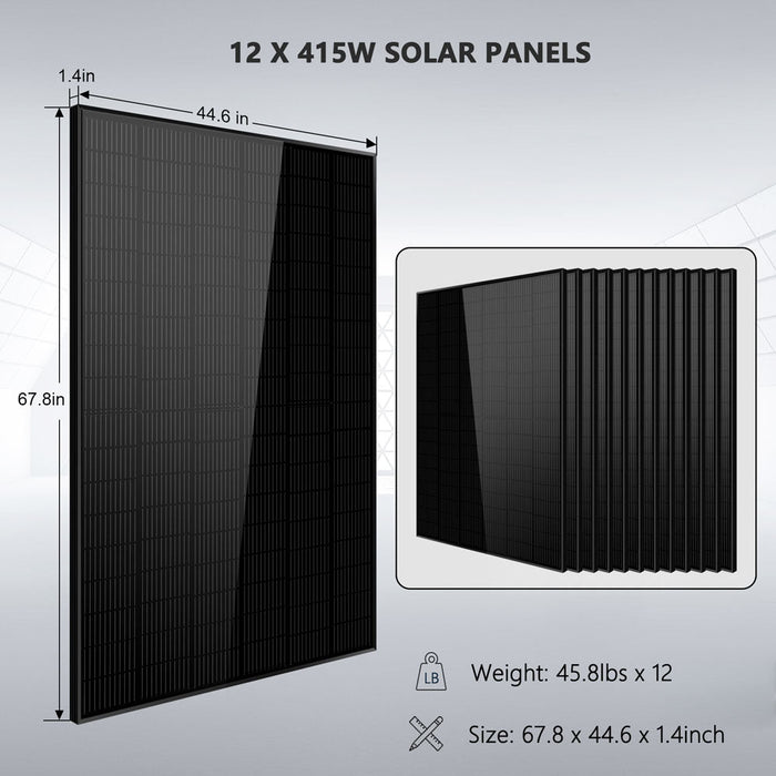 Sungold Power OFF GRID SOLAR KIT 12 X 415 WATTS SOLAR PANELS 20.48KWH LITHIUM BATTERY 8000W SOLAR INVERTER 48VDC 120V/240V (SGM-8K20)