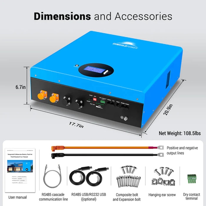 Sungold Power 5.12kwh Powerwall Lifepo4 Lithium Battery Sg48100m