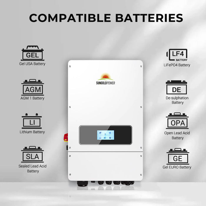 SunGold UL 10KW Hybrid Inverter 48V Split Phase Grid Feedback Batteryless