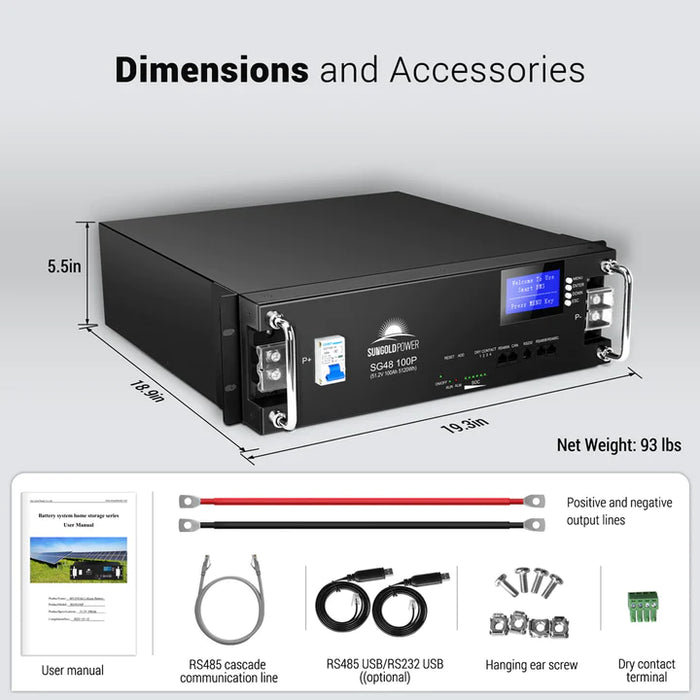 Sungold Power 48v 100ah Server Rack Lifepo4 Lithium Battery Sg48100p