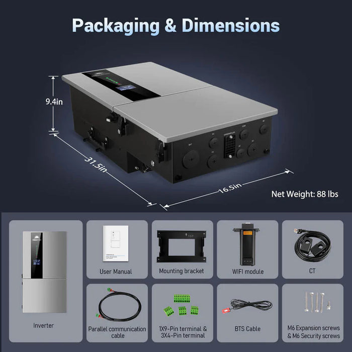 SunGold Power 7.6KW Hybrid Inverter 48V Split Phase (SGN7.6K1HB-48)