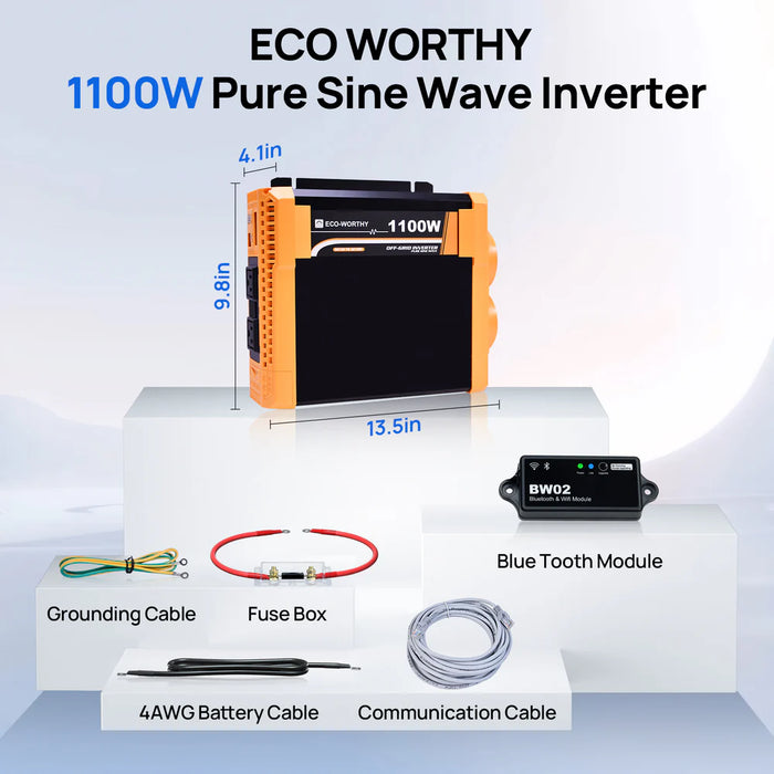 Eco-Worthy 1100W Off Grid Pure Sine Wave Inverter 12V to 110V