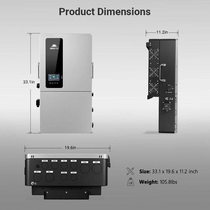 Sungold Power 12KW 48V All-in-one Hybrid Solar inverter | Whole Home Backup (200A)| (SGS-12K18MAX)