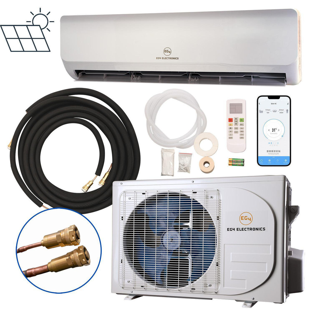 EG4 Hybrid Solar Mini Split Air Conditioner Heat Pump AC/DC | 24000 BTU | Plug-n-Cool Do-It-Yourself Installation