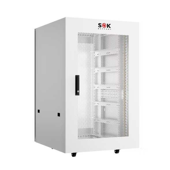 SOK Batteries Cabinet for 48V 100Ah Lithium Batteries, Wheels & Busbar Included