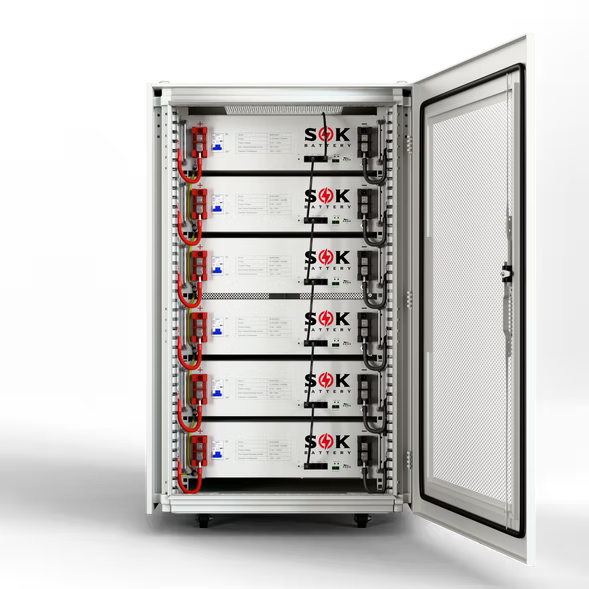 SOK Batteries Cabinet for 48V 100Ah Lithium Batteries, Wheels & Busbar Included