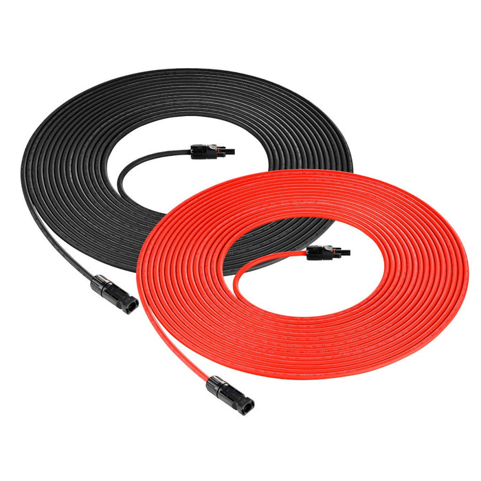 Rich Solar 10 Gauge Solar Panel Extension Cable with Male and Female Solar Connector Ends | Pair of 10AWG Red and Black Extension Wire with Connectors on Both Ends