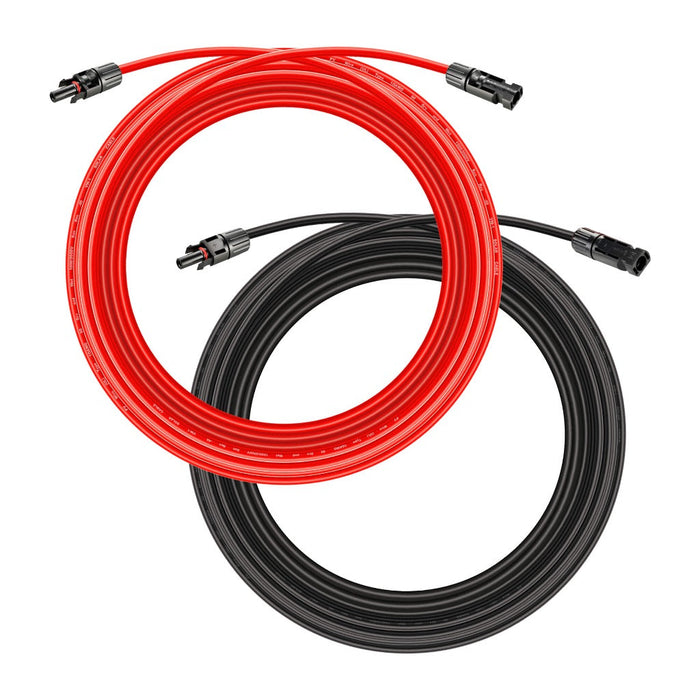 Rich Solar 10 Gauge Solar Panel Extension Cable with Male and Female Solar Connector Ends | Pair of 10AWG Red and Black Extension Wire with Connectors on Both Ends