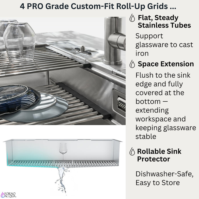 Forno Acqua 48" Drop-In/Undermount 3 Level Workstation Sink, 2 Faucets, Glass Rinser in Stainless Steel (J-WP30)