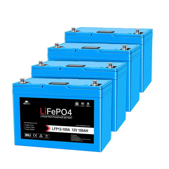 SunGold Power 12V 100AH LiFePO4 Deep Cycle Lithium Battery - Bluetooth, Self-Heating, IP65