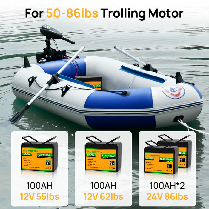 Eco-Worthy 12V 100Ah LiFePO4 Battery with Low-temperature Protection and Bluetooth Option