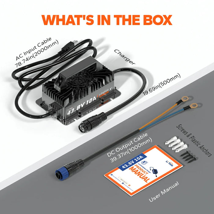 LiTime 36V (43.8V) 10A Lithium Golf Cart Waterproof Battery Charger