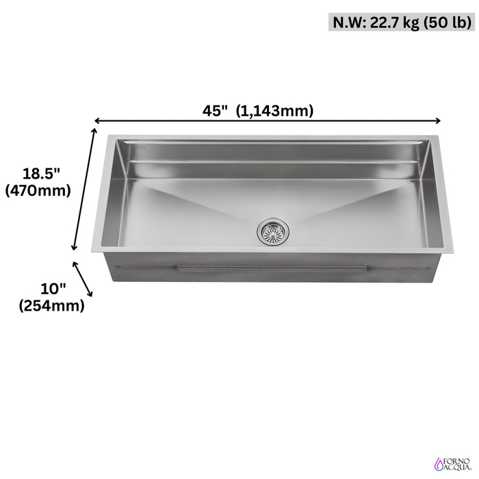 Forno Acqua 45" Drop-In/Undermount 3 Level Workstation Sink, Custom Fit Accessories in Stainless Steel (J-WP32)
