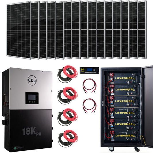EG4 Complete Hybrid Solar Kit - 12,000W 120/240V Output + 30.72kWh Powerwall + 14,000 Watts of Solar PV - Off-Grid Solar Kit