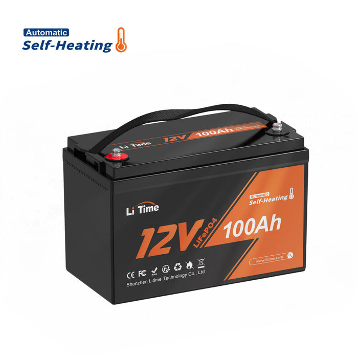 LiTime 12V 100Ah Self Heating LiFePO4 Lithium 4D Battery