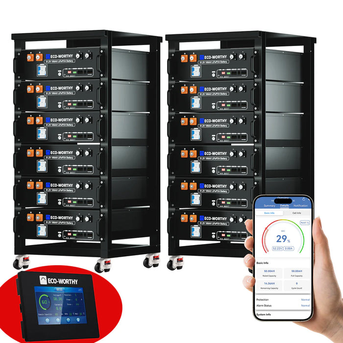 Eco-Worthy 48V 100Ah Server Rack Lithium Battery 5.12kWh - 3U, Bluetooth & WiFi V3