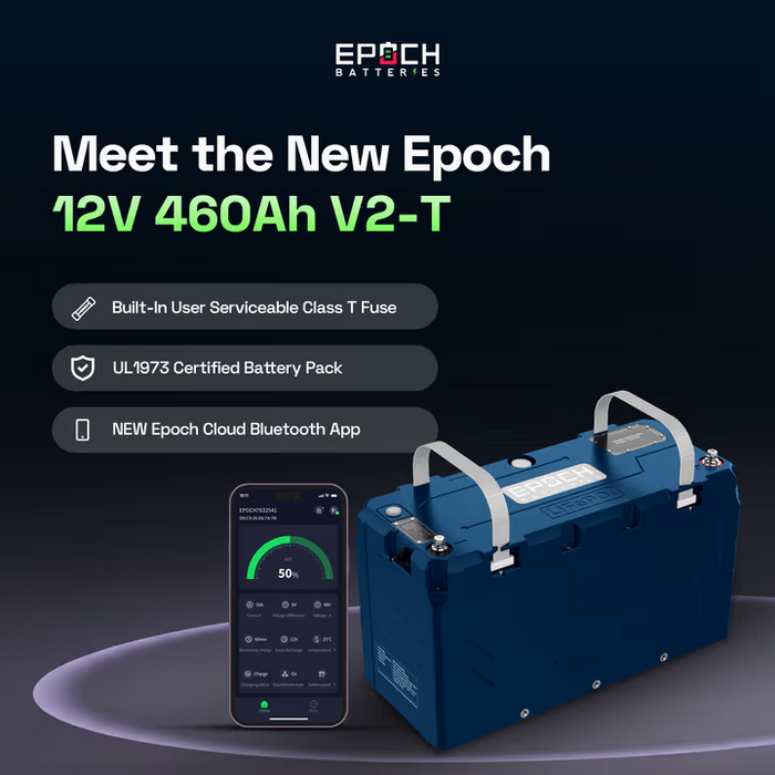 Epoch Batteries 12V 460Ah V2-T Elite Series - Heated & Bluetooth & Victron Comms LiFePO4 Battery