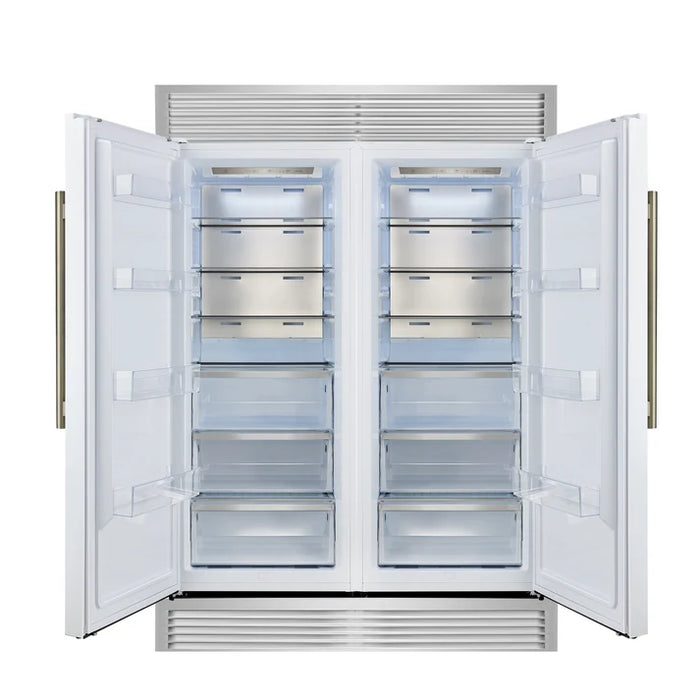Forno Maderno 60" 27.2 cu. ft. Convertible Refrigerator and Freezer with Grill Trim Kit in Stainless Steel, Black or White with Antique Brass Handles (FFFFD1722-60SG)