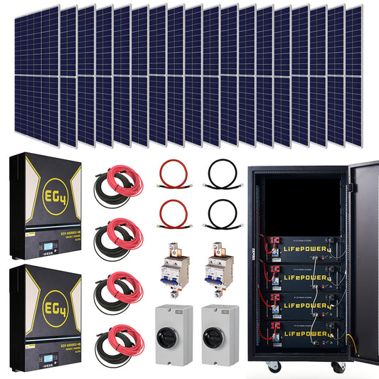 EG4 Complete Off-Grid Solar Kit - 13,000W 120/240V Output / 48VDC [20.5kWh EG4-LifePower4 Lithium Powerwall] 48VDC + 7,560 Watts of Solar PV | [KIT-E0003]