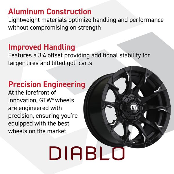 GTW 14" Diablo Gloss Black with Machined Accents Wheel