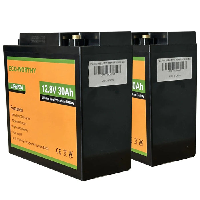 Eco-Worthy 12V LiFePO4 Lithium Battery - 10Ah 20Ah 30Ah