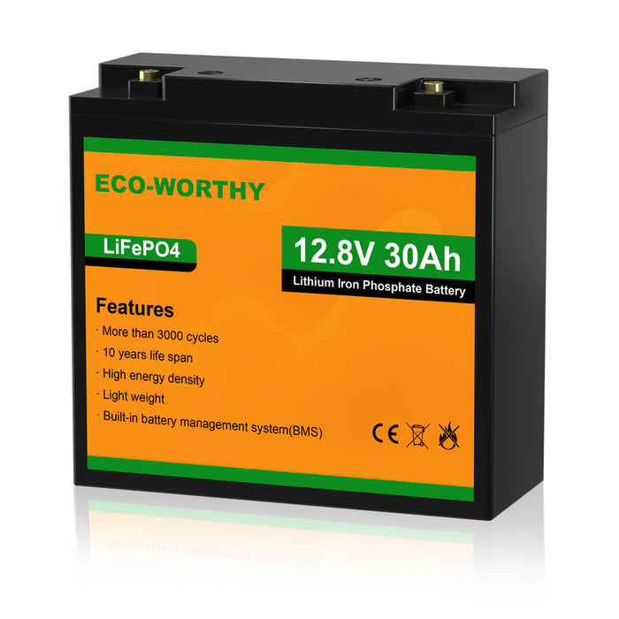Eco-Worthy 12V LiFePO4 Lithium Battery - 10Ah 20Ah 30Ah