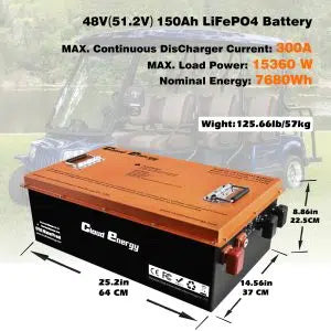 Cloudenergy 48V (51.2V) 150Ah LiFePo4 Golf Cart Battery With 20A Charger