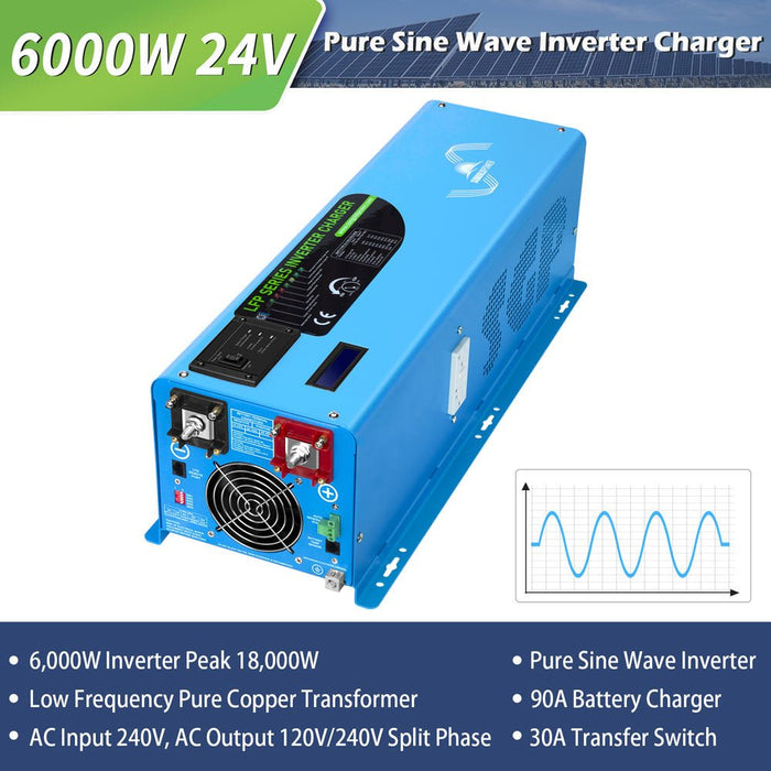 Sungold Power 6000W DC 24V/ 48V Split Phase Pure Sine Wave Inverter With Charger