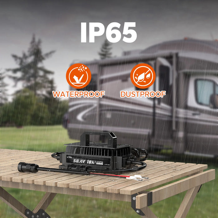 LiTime 48 Volt (58.4) 18A LiFePO4 Battery Charger IP65 Waterproof