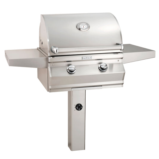 FireMagic | Choice C430s 24" In-Ground Post Mount Grill with Analog Thermometer and 1-Hour Timer on Post